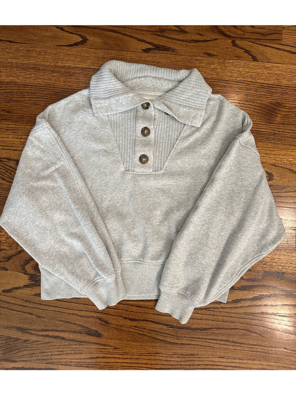 Aerie Best Button Sweater in Grey Medium Heather - Size Large
